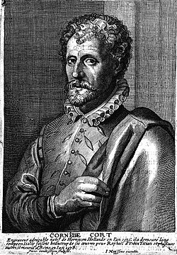 Retrato grabado de Cornelis Cort por Franciscus van der Steen