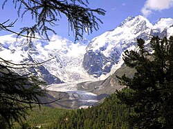 Piz Bernina y el glaciar de Morteratsch