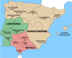 Esquema de la división administrativa en conventus jurídicos.