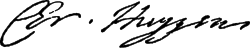 Firma manuscrita histórica de Christiaan Huygens