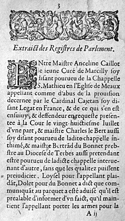 Publicación de una orden del parlamento de 1594