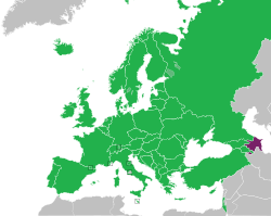 Mapa de Europa con los países participantes
