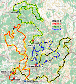 Recorrido esquemático del Tour de Luxemburgo correspondiente a la edición del año 2011.