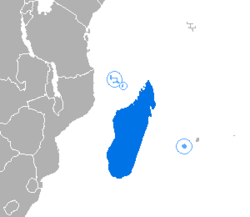 Mapa de distribución del idioma malgache