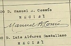 Albarán firmado por Manuel Bartolomé Cossío