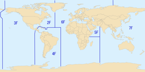 Mapa detallado que muestra los límites operativos de la Tercera y la Séptima Flota en el océano Pacífico.