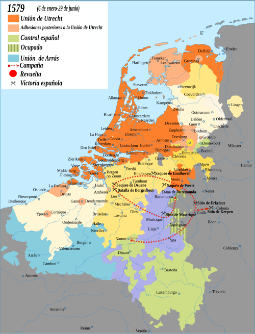 Mapa de la Unión de Utrecht y Arras