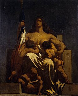 Pintura La República alimenta a sus hijos y les instruye de Honoré Daumier