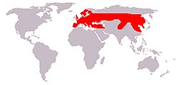 Mapa de distribución del corzo en Eurasia