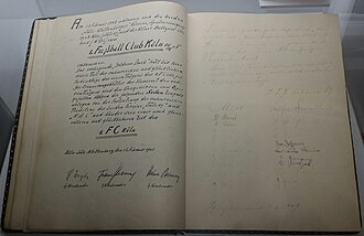 Documento de fundación del 1. FC Köln