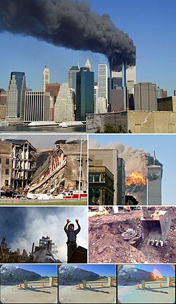 Incendio y destrucción en el World Trade Center durante los atentados del 11 de septiembre.