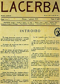 Portada del primer número de la revista Lacerba