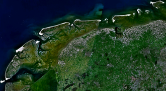 Vista general de la zona costera y marítima de las islas Frisias