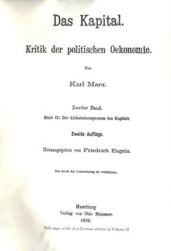 Portada del segundo tomo de El capital de 1893