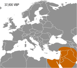 Esquema animado o mapa sobre la hipótesis de migración de los cromañones