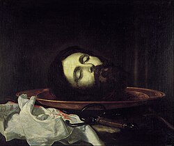 Pintura de la cabeza de san Juan Bautista atribuida a José de Ribera.