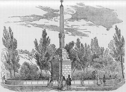 Fotografía histórica vinculada al obelisco de la Fuente Castellana