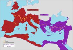 Partición del Imperio en Oriente y Occidente