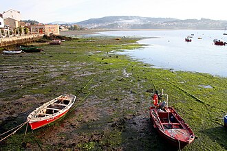 Marea baja en la localidad gallega de Combarro, Pontevedra, España.