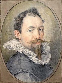 Autorretrato en un dibujo a colores de Hendrick Goltzius de 1593-1594