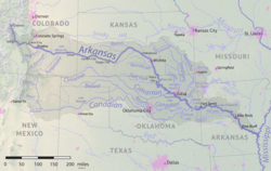 Mapa del río Arkansas
