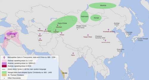 Mapa de la evolución histórica del siríaco