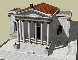 Reconstrucción digital del Templo de la Concordia en Roma.