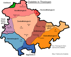 Mapa de los dialectos de Turingia