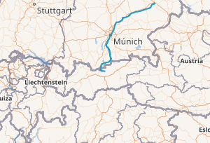 Mapa del curso del río Isar