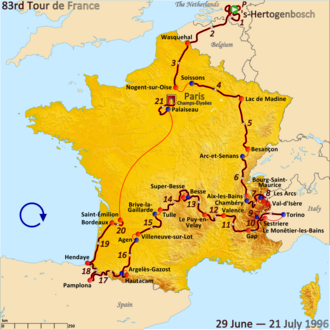 Detalle estadístico del Tour de Francia 1996