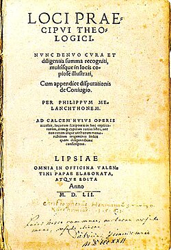 Portada histórica de Loci Communes, edición de 1521.