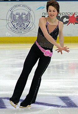 Irina Slútskaya compitiendo en el hielo