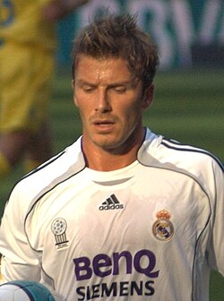David Beckham jugando con el Real Madrid