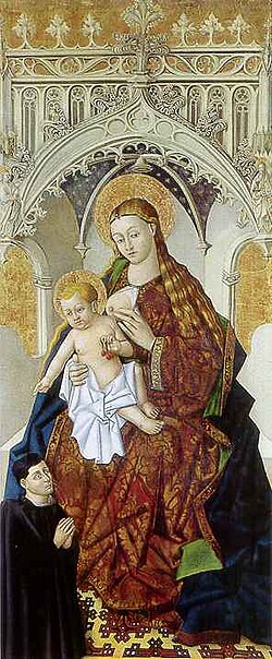 La Virgen de la leche con donante en la Iglesia de San Pedro y San Pablo en Ademuz.