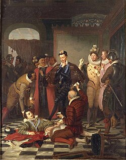 Representación del asesinato de Enrique I de Guisa por orden de Enrique III de Francia