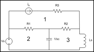 Circuito plano con mallas esenciales 1, 2 y 3