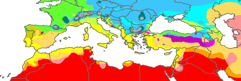 Mapa climático del área mediterránea