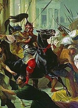 Detalle artístico de Genserico saqueando Roma por Karl Briulov