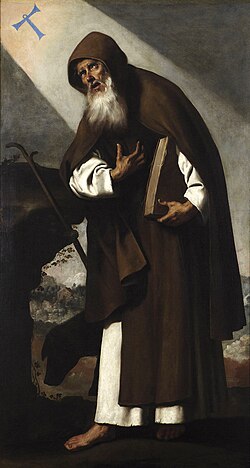 Representación clásica de San Antonio Abad atribuida a Francisco de Zurbarán.