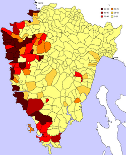 Distribución demográfica de los italohablantes en 1910