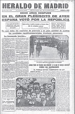 Portada periodística de abril de 1931