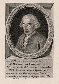 Retrato grabado de Juan Iriarte por Manuel Salvador Carmona