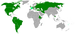 Mapa de los países visitados por el presidente De Gaulle