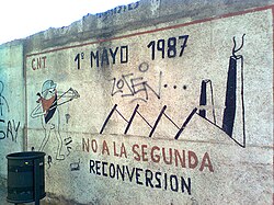 Mural contrario a la reconversión industrial
