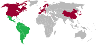 Mapa de los países miembros del BID