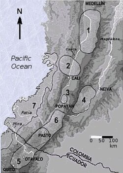 Mapa de las culturas precolombinas del suroccidente colombiano