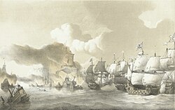 Representación histórica de la Batalla de los Downs.