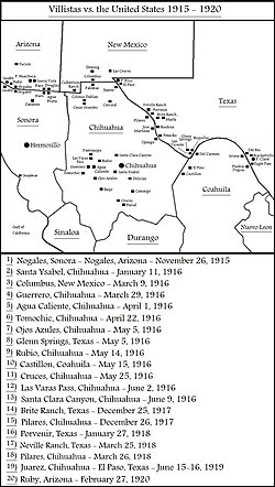 Mapa de ataques y presencia villista