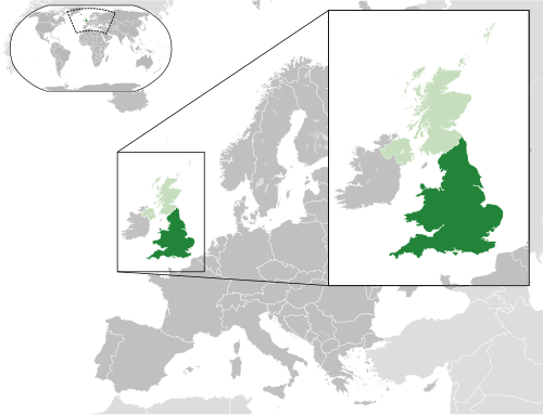 Mapa de Inglaterra y Gales, dos de los cuatro países constituyentes del Reino Unido.
