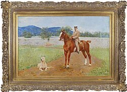 Puccini a caballo cerca del lago Massaciuccoli